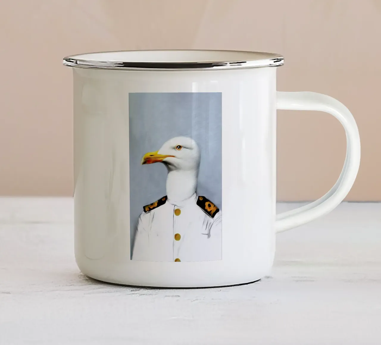 Quinn enamel mug by Tein Lucasson