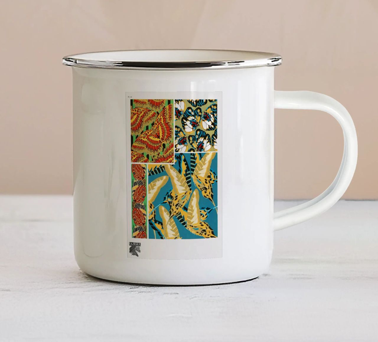 E.A. Séguy - 1925 Art Deco Butterflies Pattern from Papillon enamel mug by ClubArt