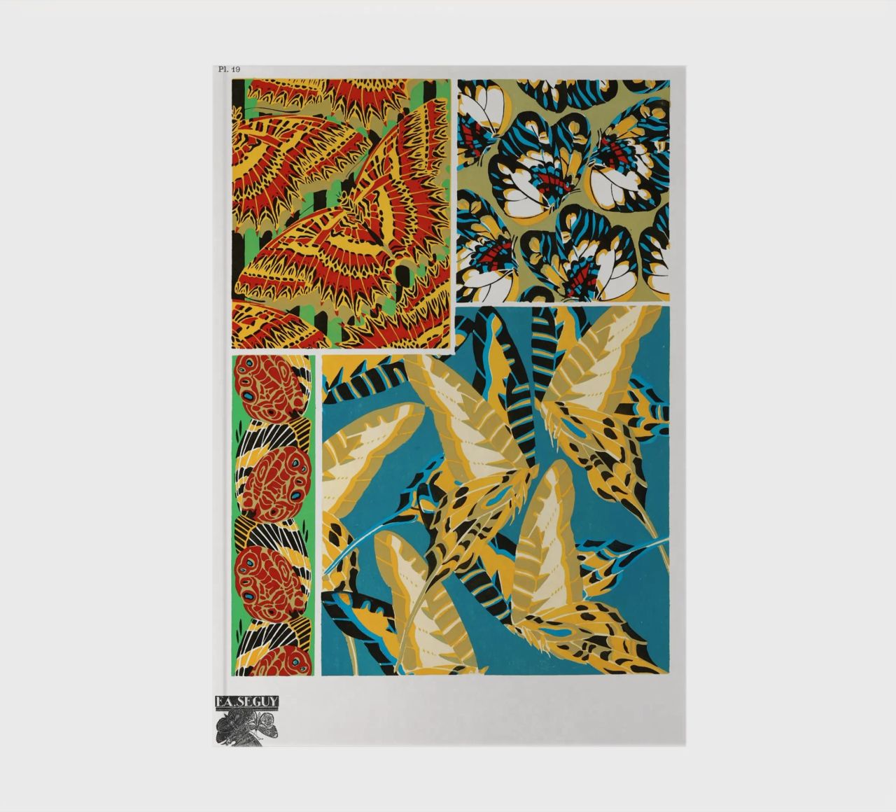 E.A. Séguy - 1925 Art Deco Butterflies Pattern from Papillon notebook by ClubArt
