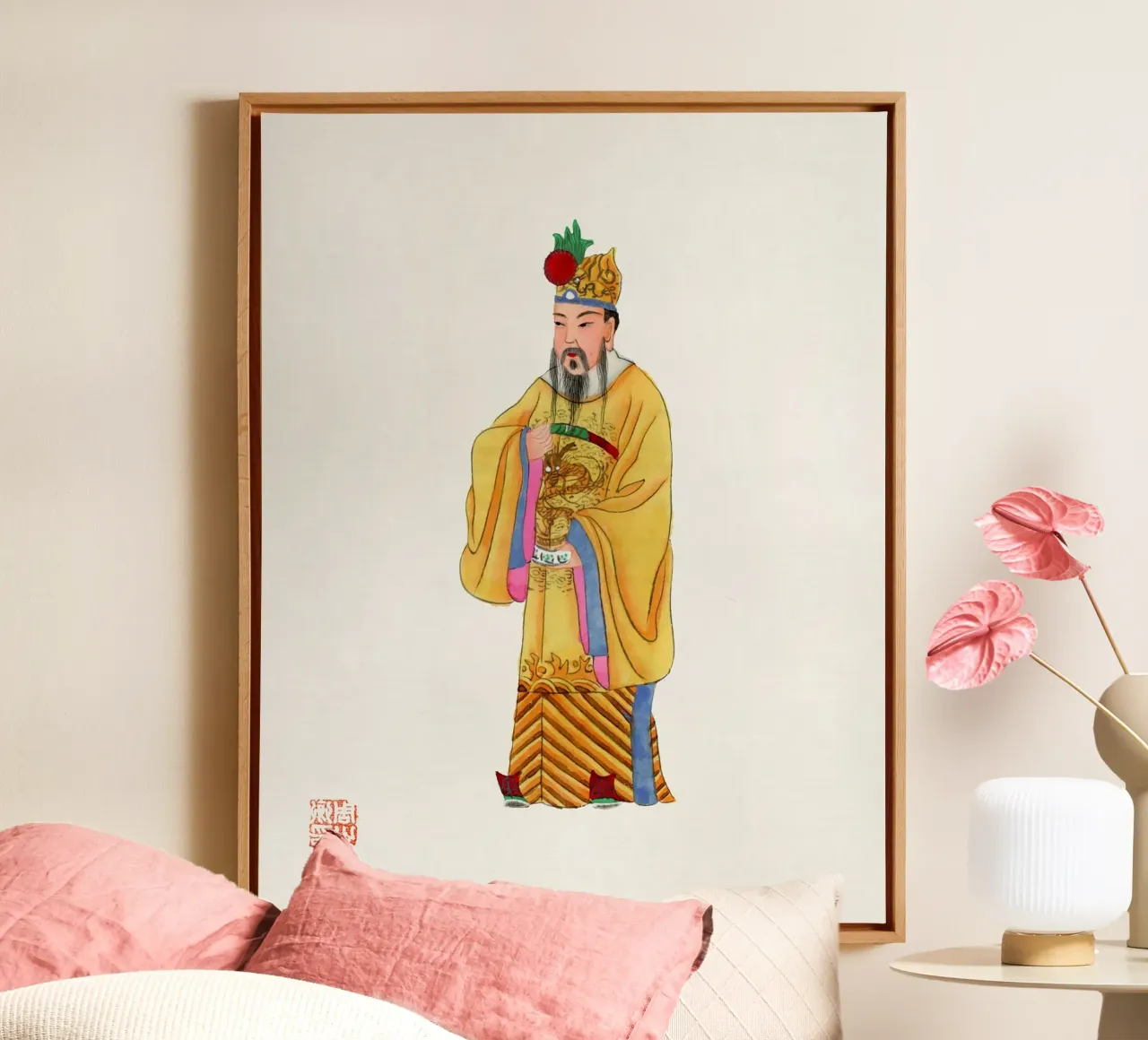 1932 Chinese keizerlijke mantel - Vintage keizerlijke kostuumkunst canvas met Baklijst van ClubArt
