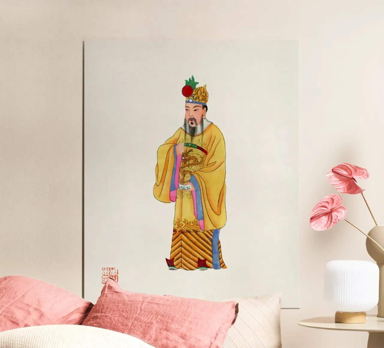Abito da imperatore cinese del 1932 - Costume d'epoca imperiale poster con telaio in plastica da ClubArt