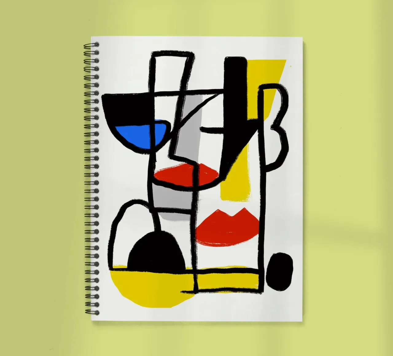 Abstract black and primaries spiral notebook by Little Dean