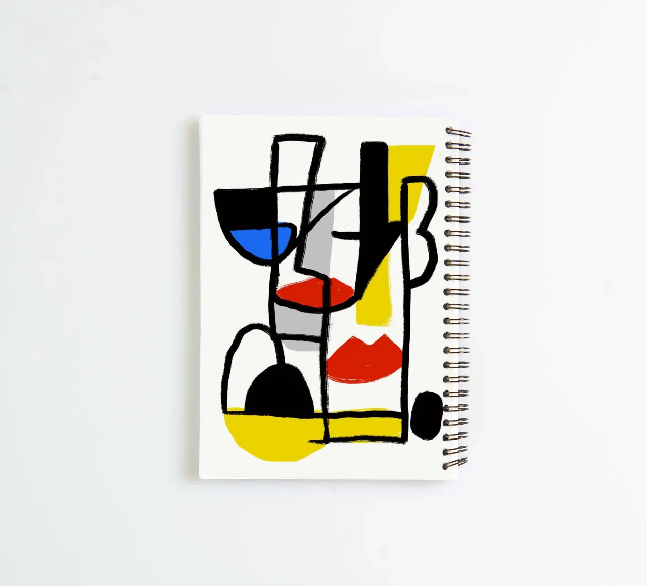 Abstract black and primaries spiral notebook by Little Dean