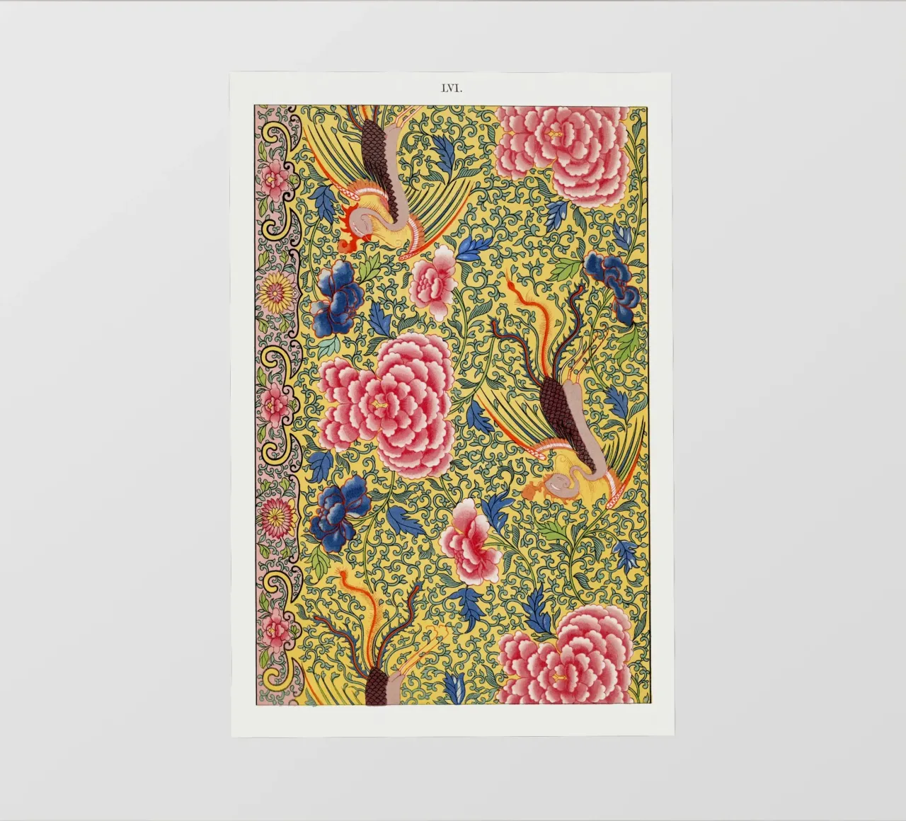 Owen Jones - Estampado de flores chinas y estampado de fénix lámina retroiluminada de ClubArt