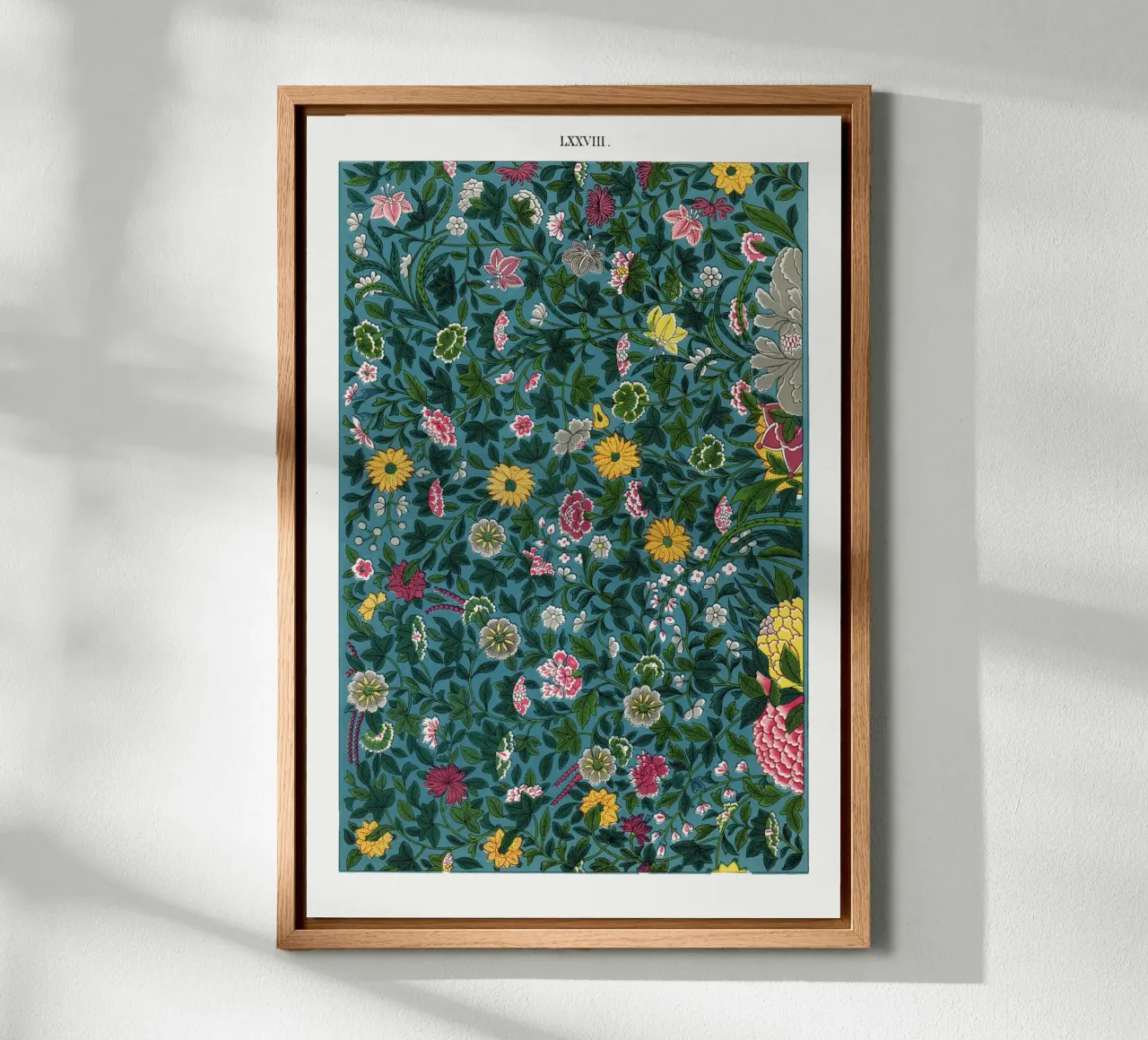 Vibrant Green Botanical Pattern - William Morris Style canvas with Floater frame by ClubArt