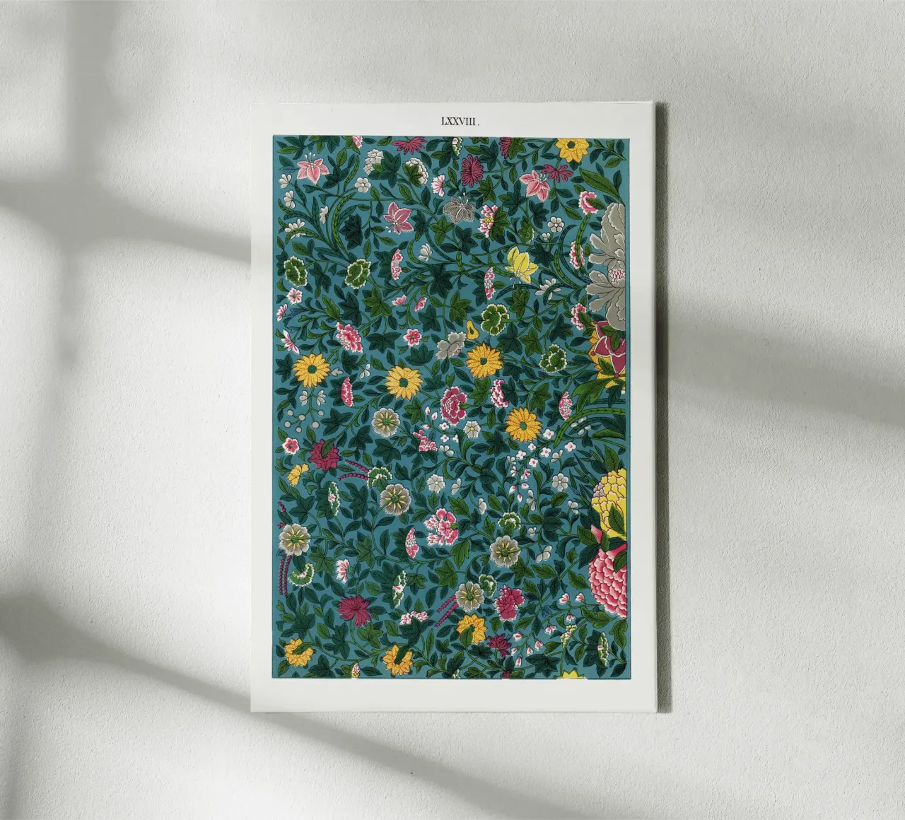 Vibrant Green Botanical Pattern - William Morris Style canvas with Floater frame by ClubArt