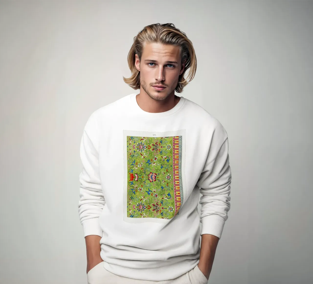 Owen Jones - Vibrant Chinese Floral Pattern with Borders sweatshirt by ClubArt