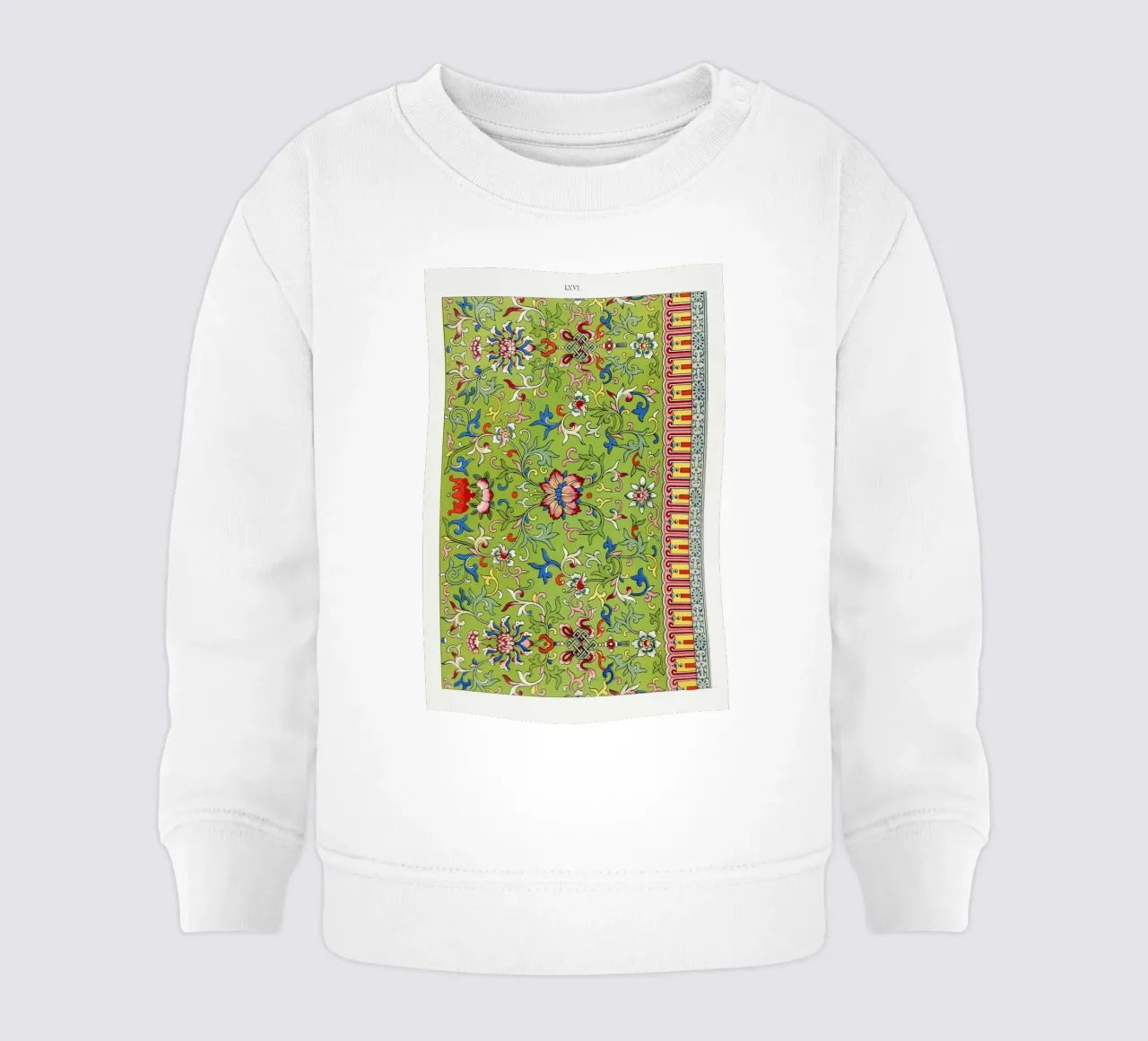 Owen Jones - Vibrant Chinese Floral Pattern with Borders baby sweatshirt by ClubArt