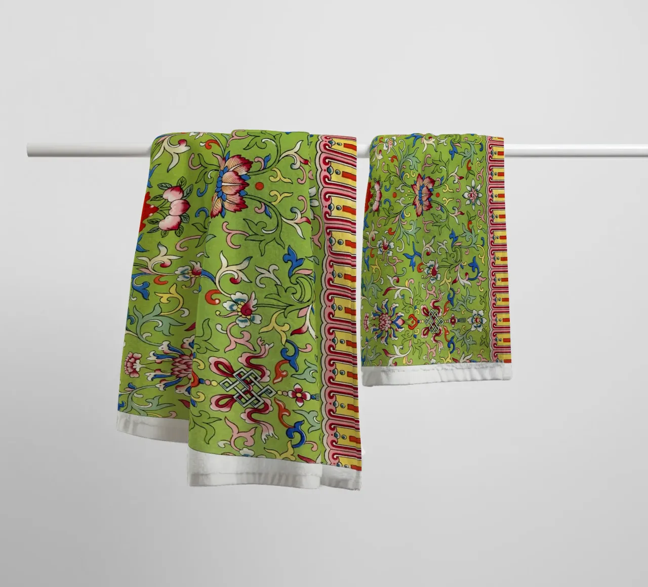 Owen Jones - Vibrant Chinese Floral Pattern with Borders towel by ClubArt