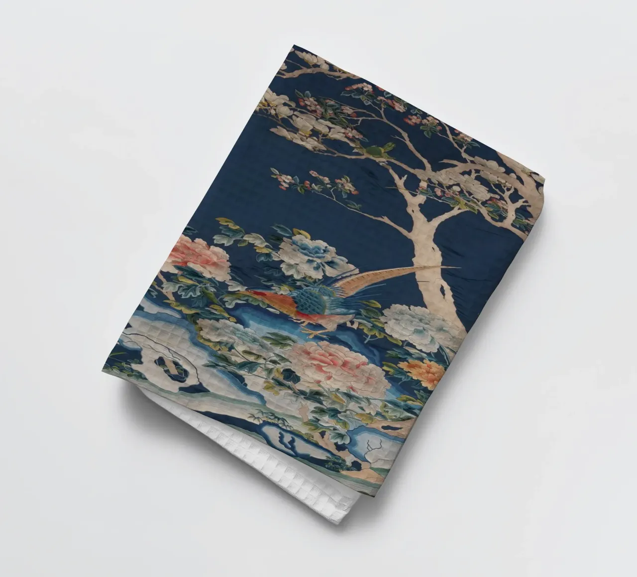 "Hanging" - Vintage Chinese Silk Embroidery Art Print tea towel by ClubArt