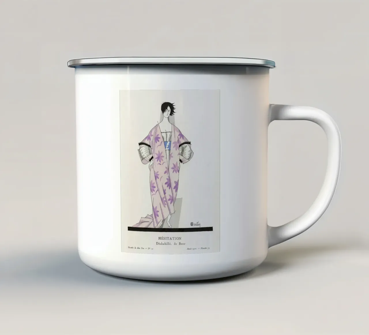 Charles Martin - Piatto di moda "Hésitation" 1920 Art Déco tazza in smalto da ClubArt