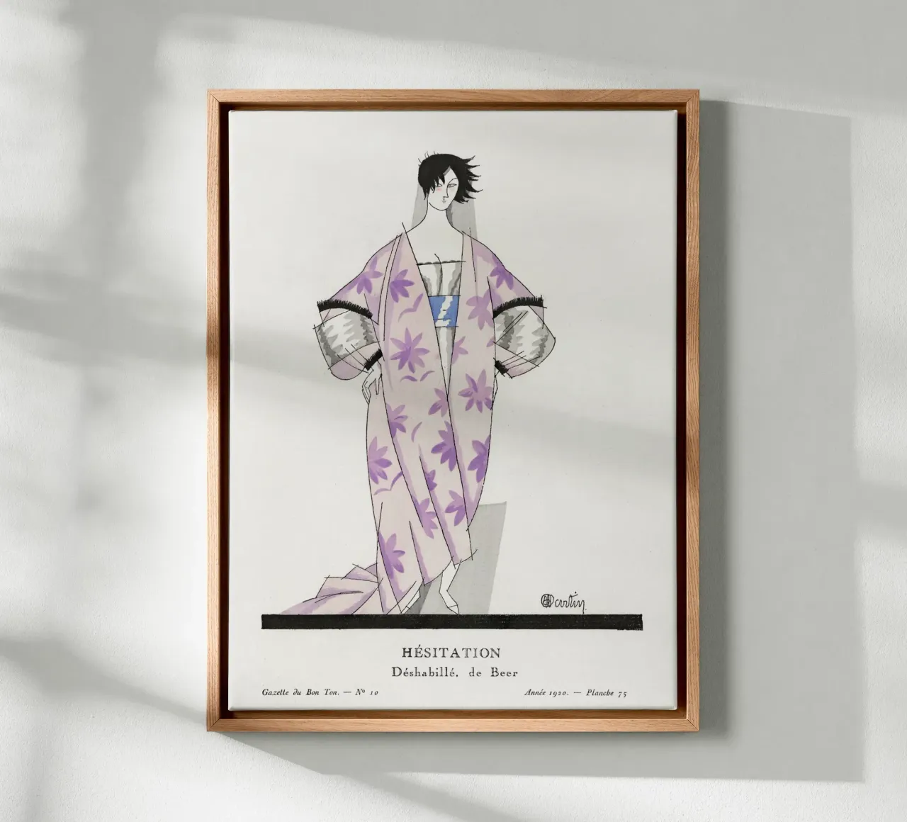 Charles Martin - Piatto di moda "Hésitation" 1920 Art Déco tela con Cornice a cassetta da ClubArt