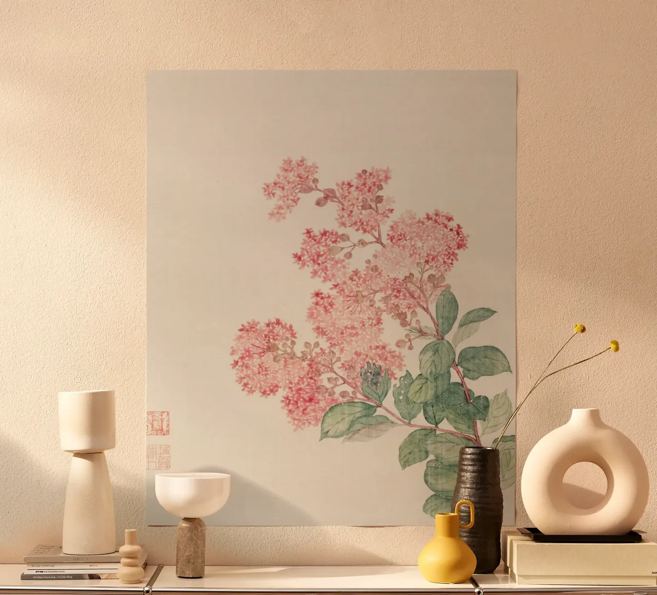 Ma Yuanyu - 1690 Ortensia Arte floreale cinese d'epoca poster con telaio in alluminio da ClubArt