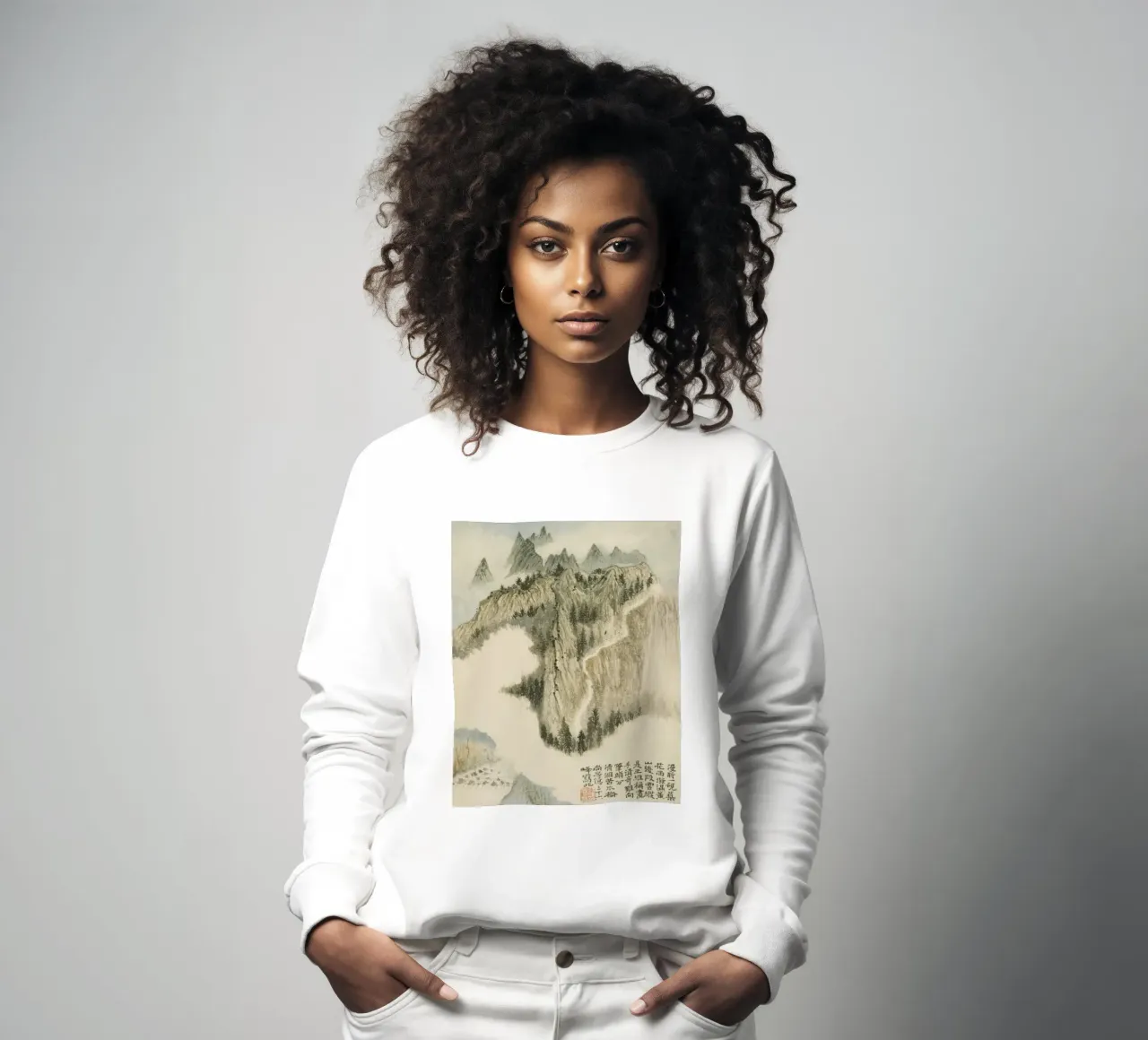 Shitao - Majestic Chinese Misty Mountains Landscape Art sweatshirt by ClubArt