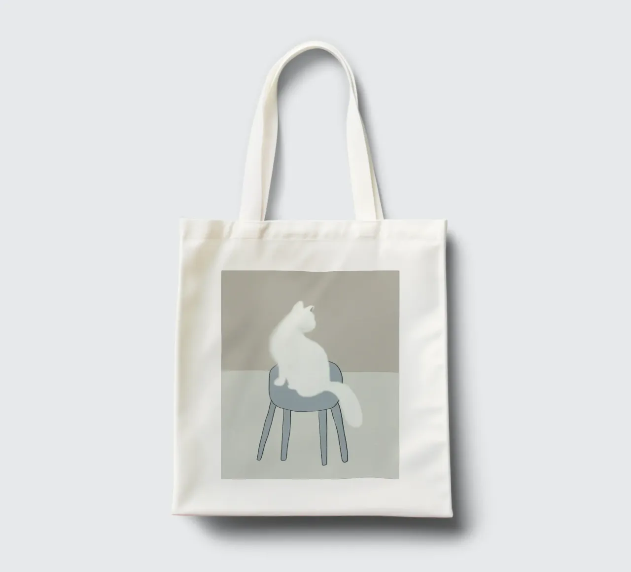 Felino bianco borsa in juta da Little Dean