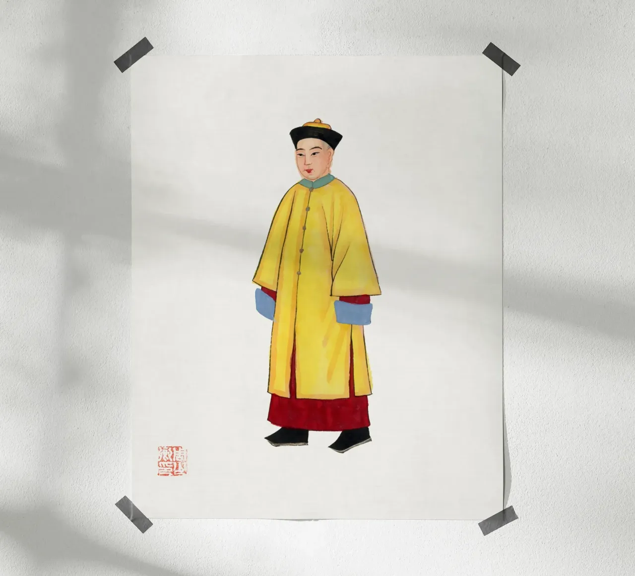 1932 Uomo cinese d'epoca in abito giallo da sacerdote Arte poster da ClubArt