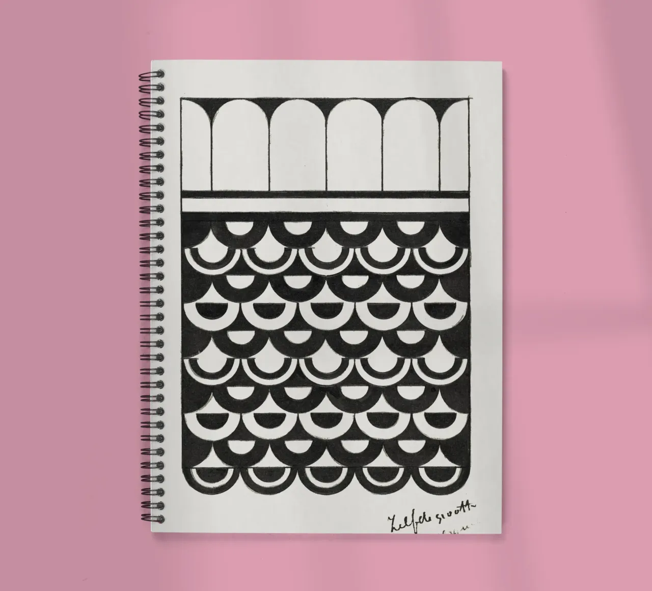 De Mesquita - "Ornament of Scales" 1878 Abstract Pattern spiral notebook by ClubArt