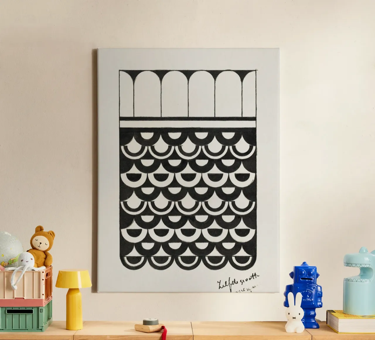 De Mesquita - "Ornament of Scales" 1878 Abstract Pattern canvas by ClubArt