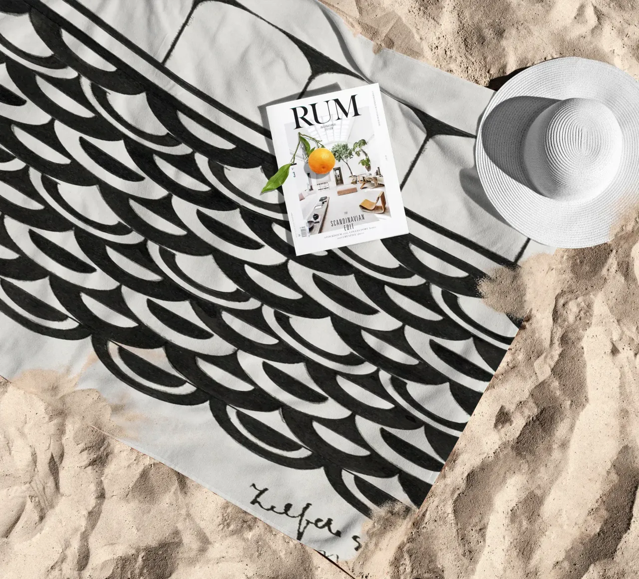 De Mesquita - "Ornament of Scales" 1878 Abstract Pattern beach towel by ClubArt