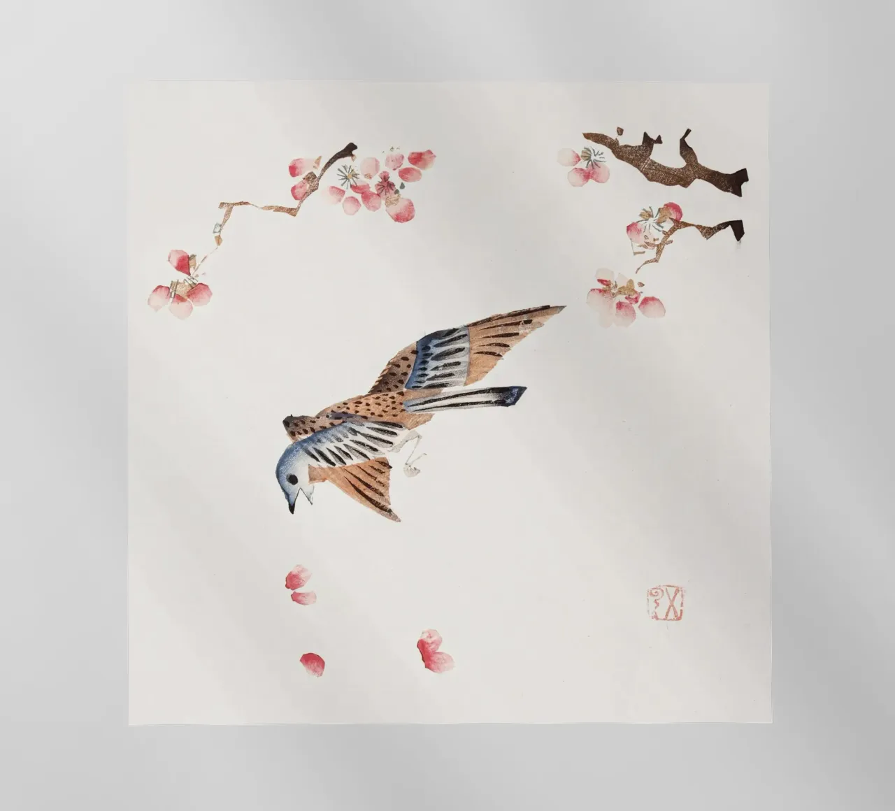Hu Zhengyan - Shi Zhu Zhai Uccello e fiori Stampa d'arte pellicola backlit da ClubArt