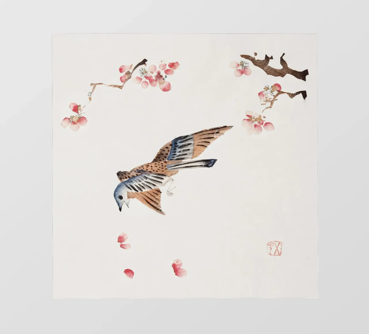 Hu Zhengyan - Shi Zhu Zhai Uccello e fiori Stampa d'arte pellicola backlit da ClubArt