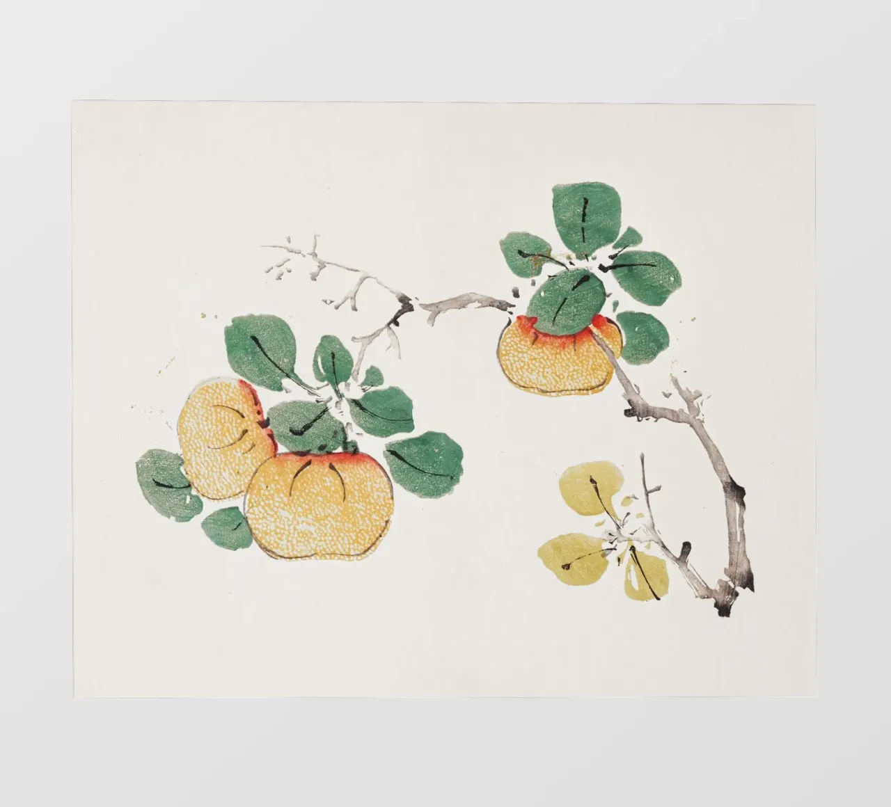 Hu Zhengyan - Shi Zhu Zhai Persimmon Branch Art Print pvc-zeil van ClubArt