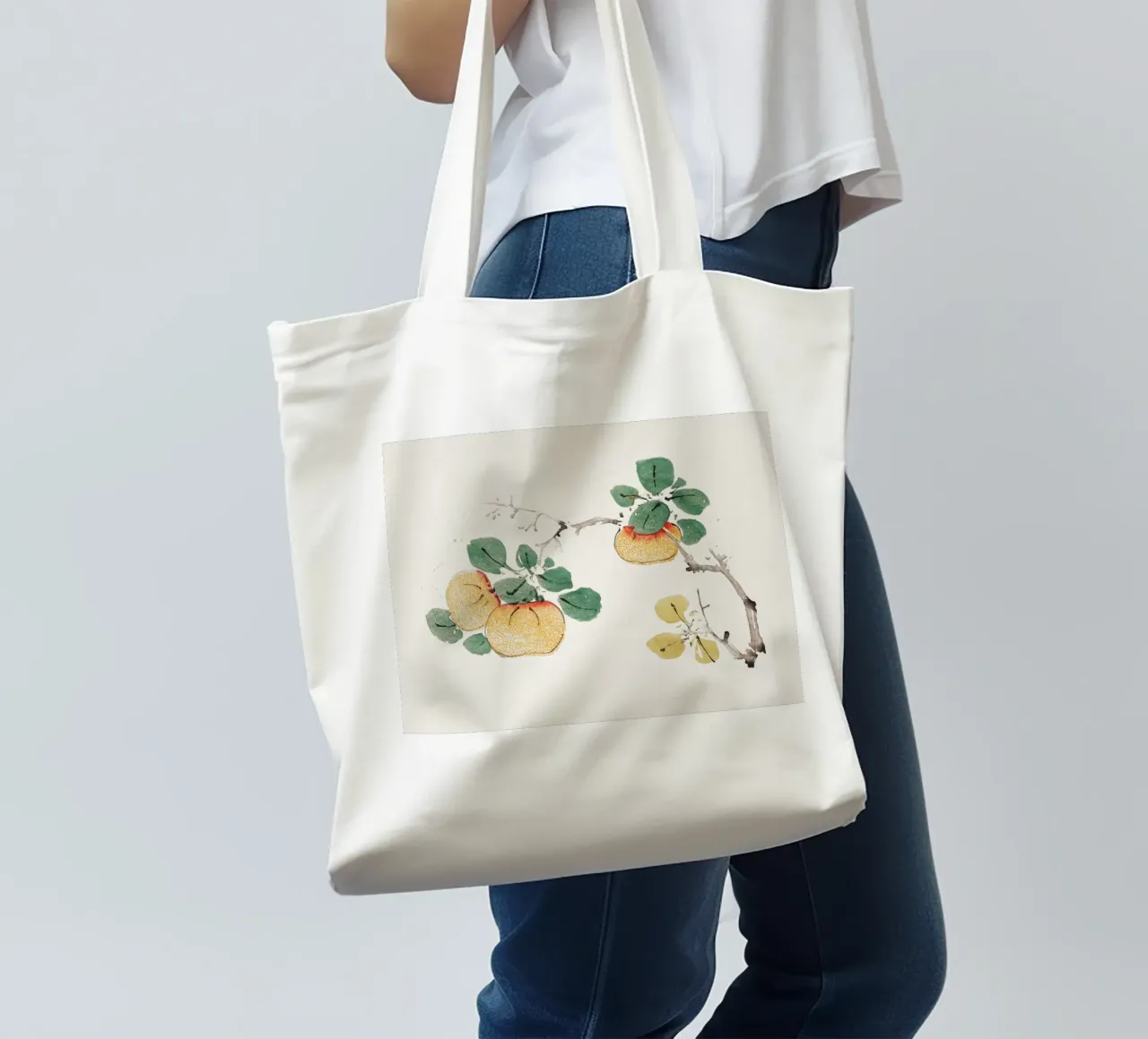 Hu Zhengyan - Shi Zhu Zhai Persimmon Branch Art Print jute draagtas van ClubArt
