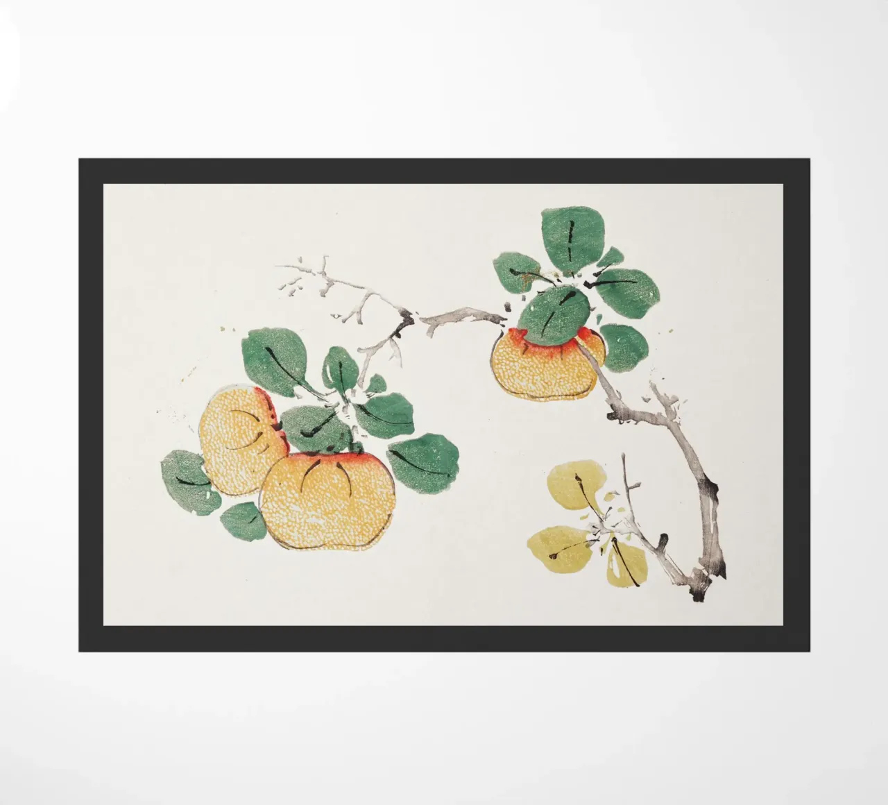 Hu Zhengyan - Shi Zhu Zhai Persimmon Branch Art Print deurmat van ClubArt