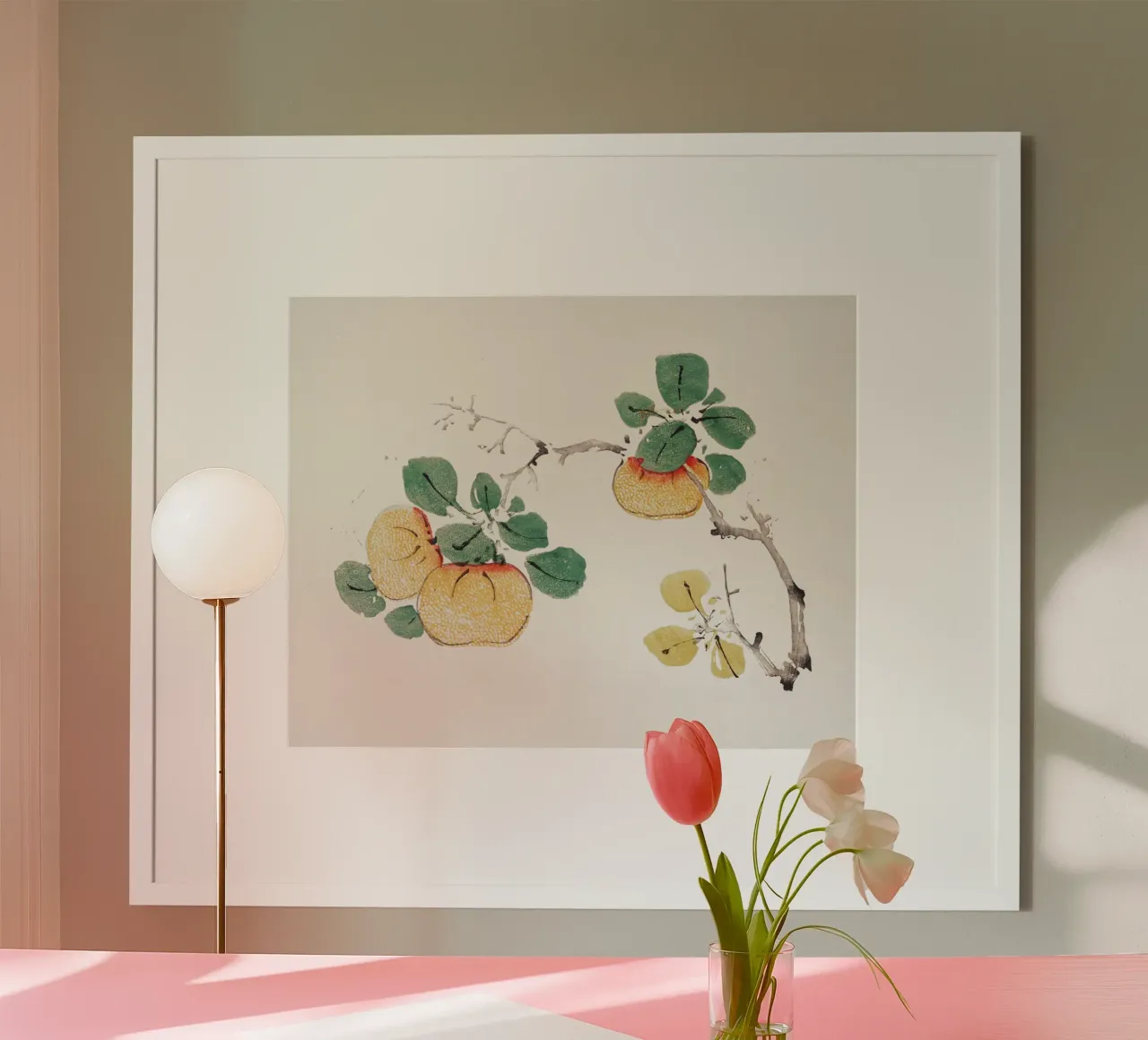 Hu Zhengyan - Shi Zhu Zhai Persimmon Branch Art Print hahnemühle van ClubArt