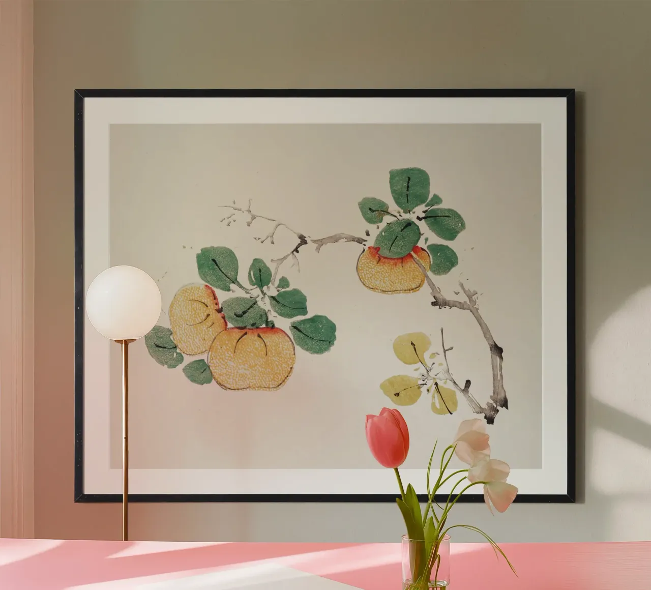 Hu Zhengyan - Shi Zhu Zhai Persimmon Branch Art Print hahnemühle van ClubArt