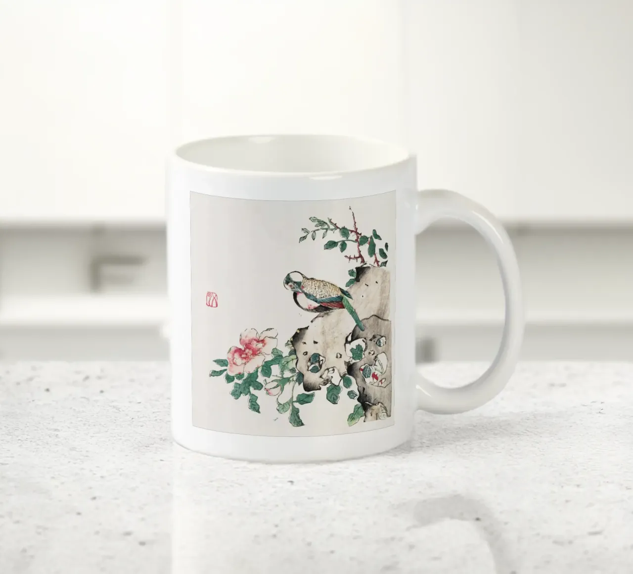 Hu Zhengyan - Shi Zhu Zhai Vogel & Roos Art Print keramische mok van ClubArt