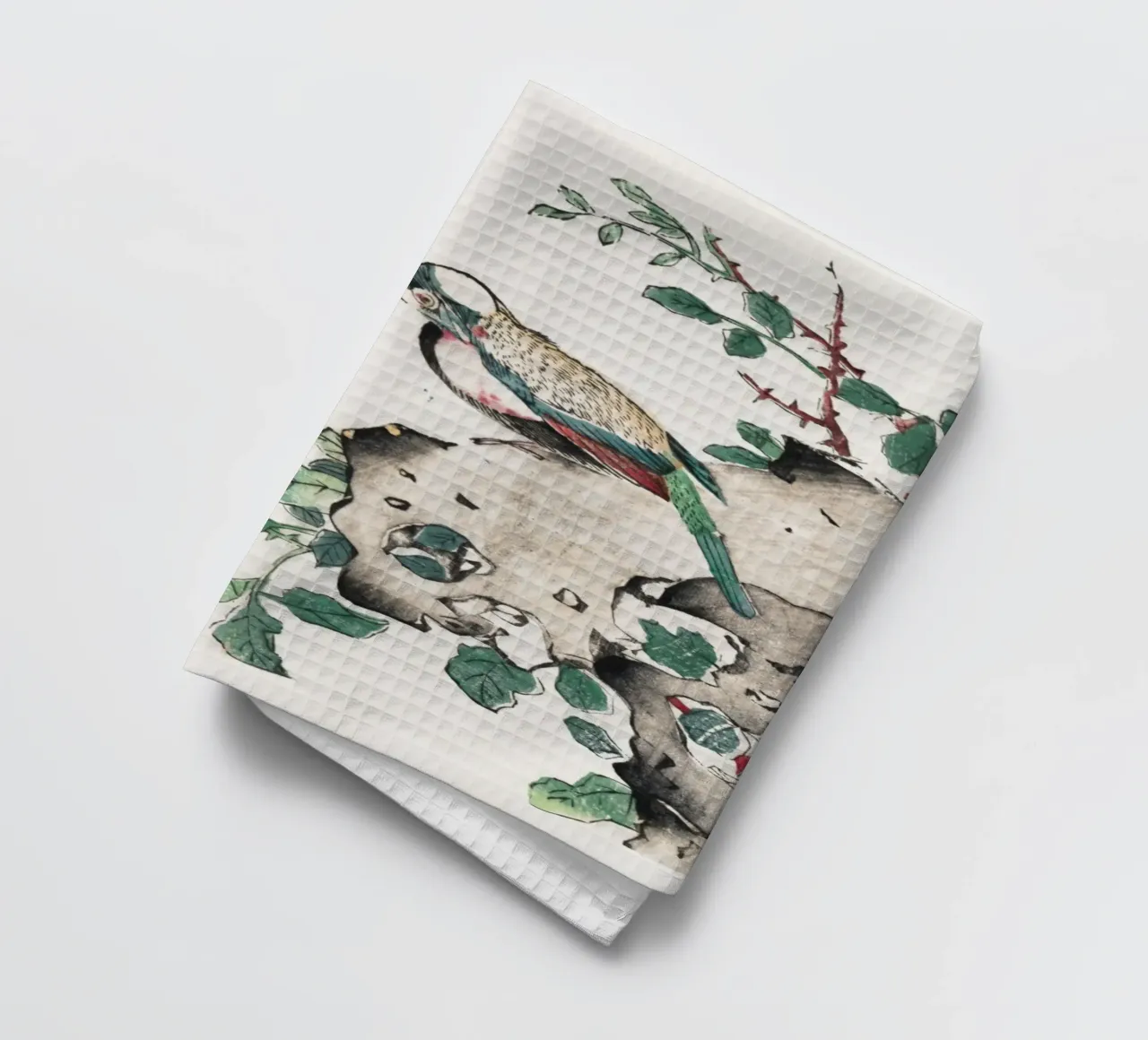 Hu Zhengyan - Shi Zhu Zhai Bird & Rose Art Print torchon de ClubArt