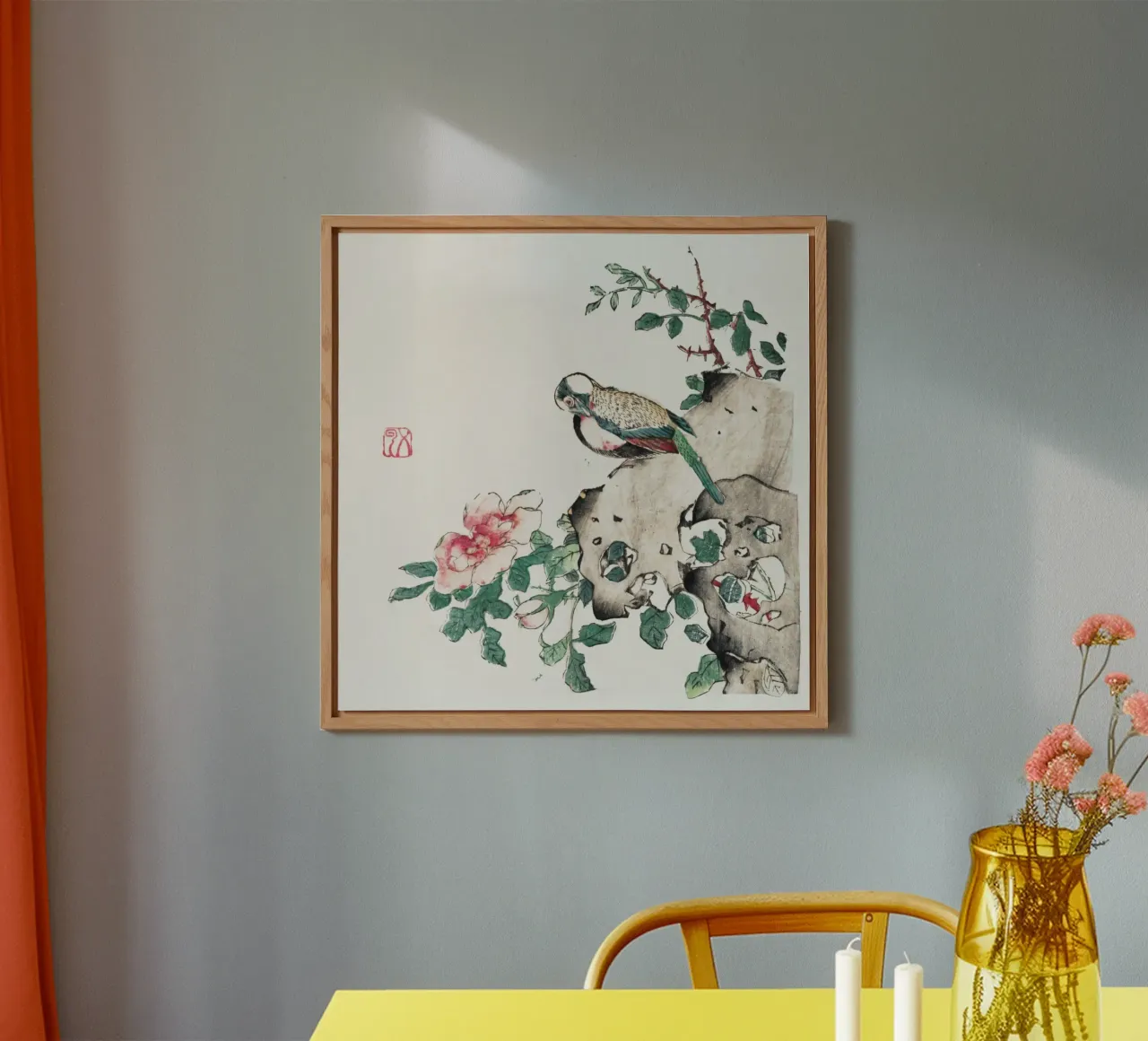 Hu Zhengyan - Stampa d'arte di uccelli e rose di Shi Zhu Zhai alluminio dibond da ClubArt