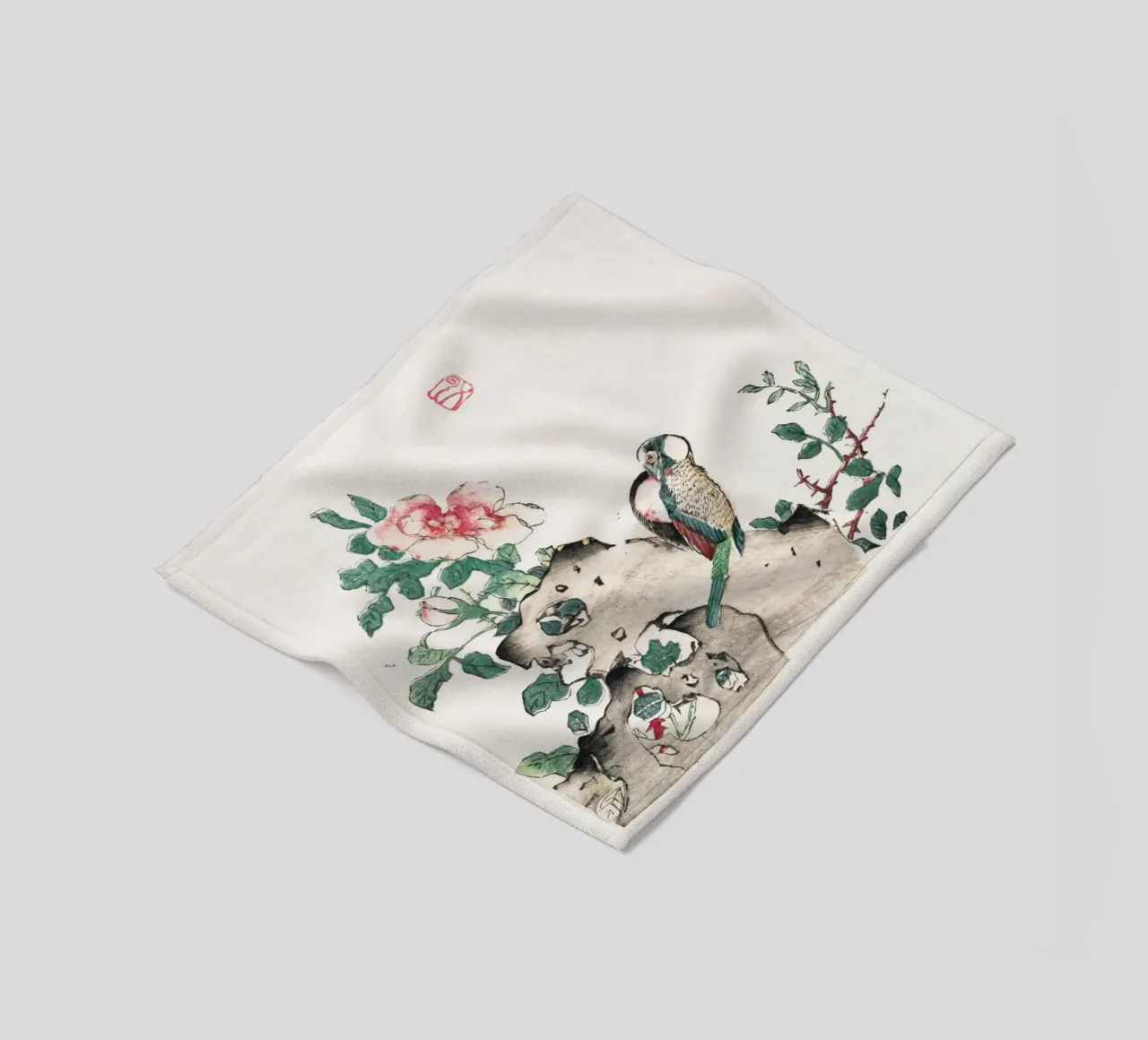 Hu Zhengyan - Shi Zhu Zhai Bird & Rose Art Print fleece blanket by ClubArt