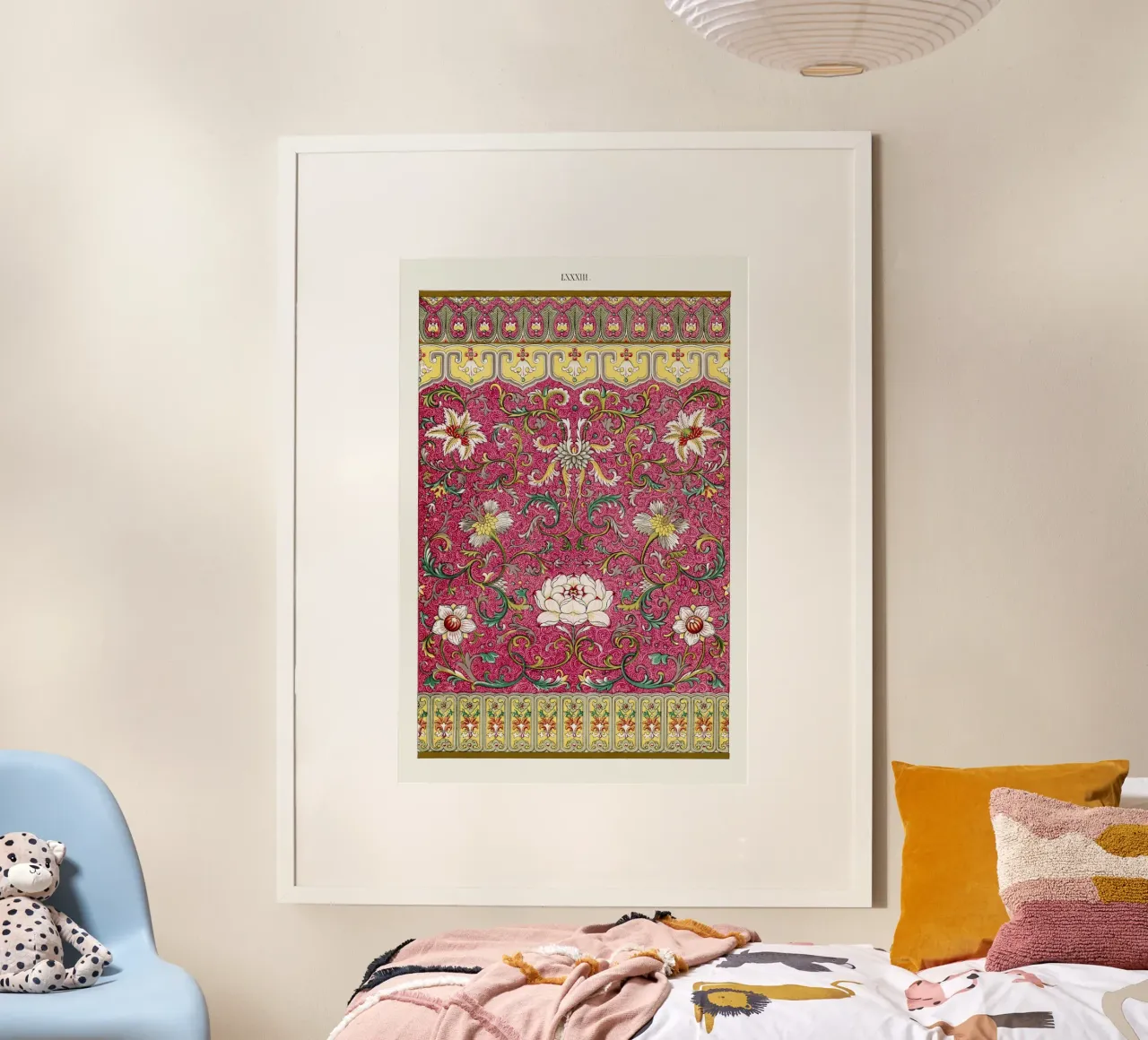 Lebendiges chinesisches Blumenmuster - Rosa & Gold Botanische Kunst Poster von ClubArt