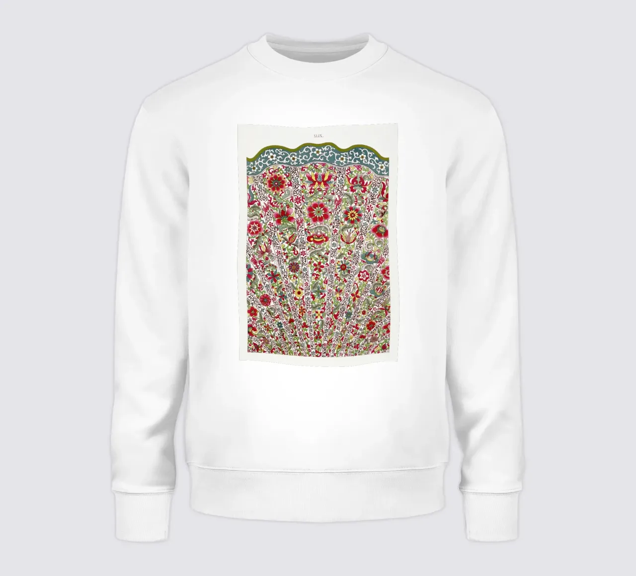 Owen Jones - Vibrant Chinese Fan Floral Pattern Print sweatshirt by ClubArt