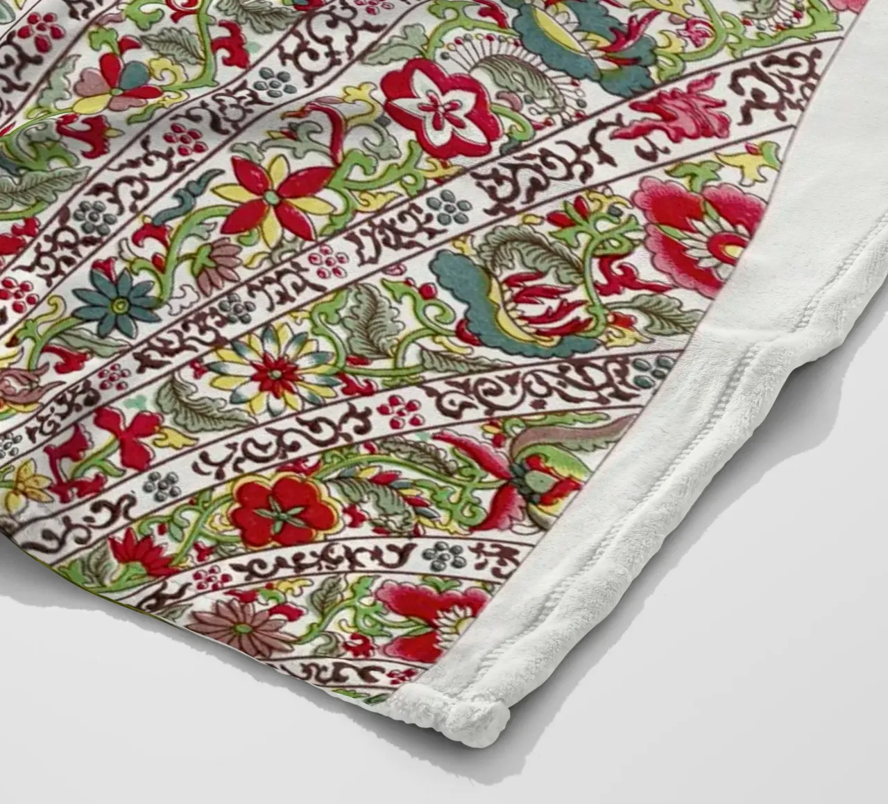Owen Jones - Vibrant Chinese Fan Floral Pattern Print fleece blanket by ClubArt