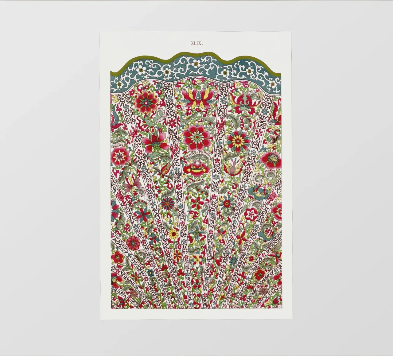 Owen Jones - Vibrant Chinese Fan Floral Pattern Print backlit film by ClubArt