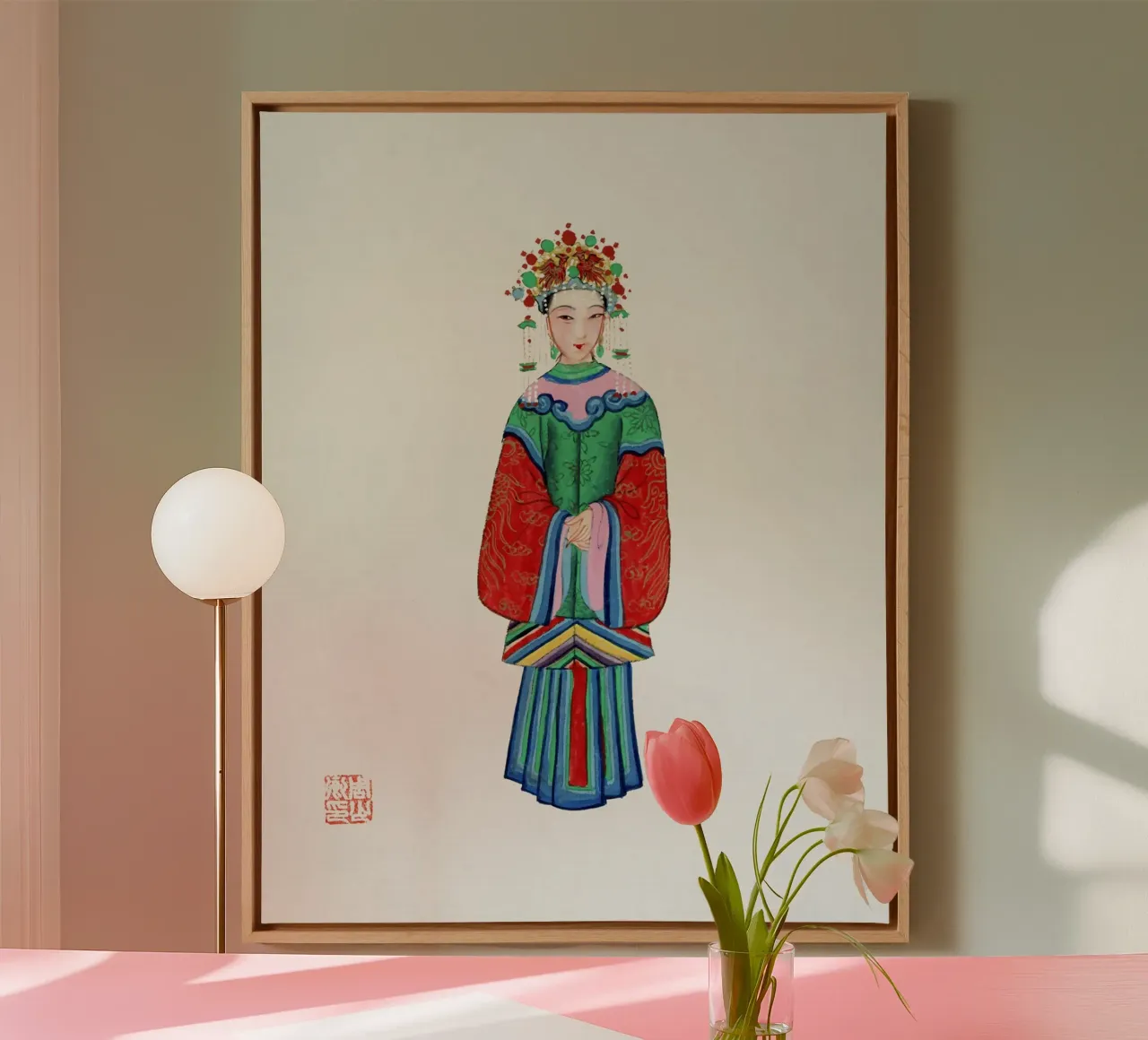 1932 Keizerlijk prinsessenkostuum - Vintage Chinese kunst canvas met Baklijst van ClubArt