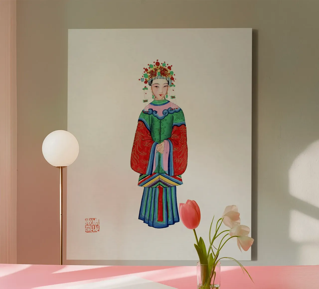 1932 Keizerlijk prinsessenkostuum - Vintage Chinese kunst canvas met Baklijst van ClubArt