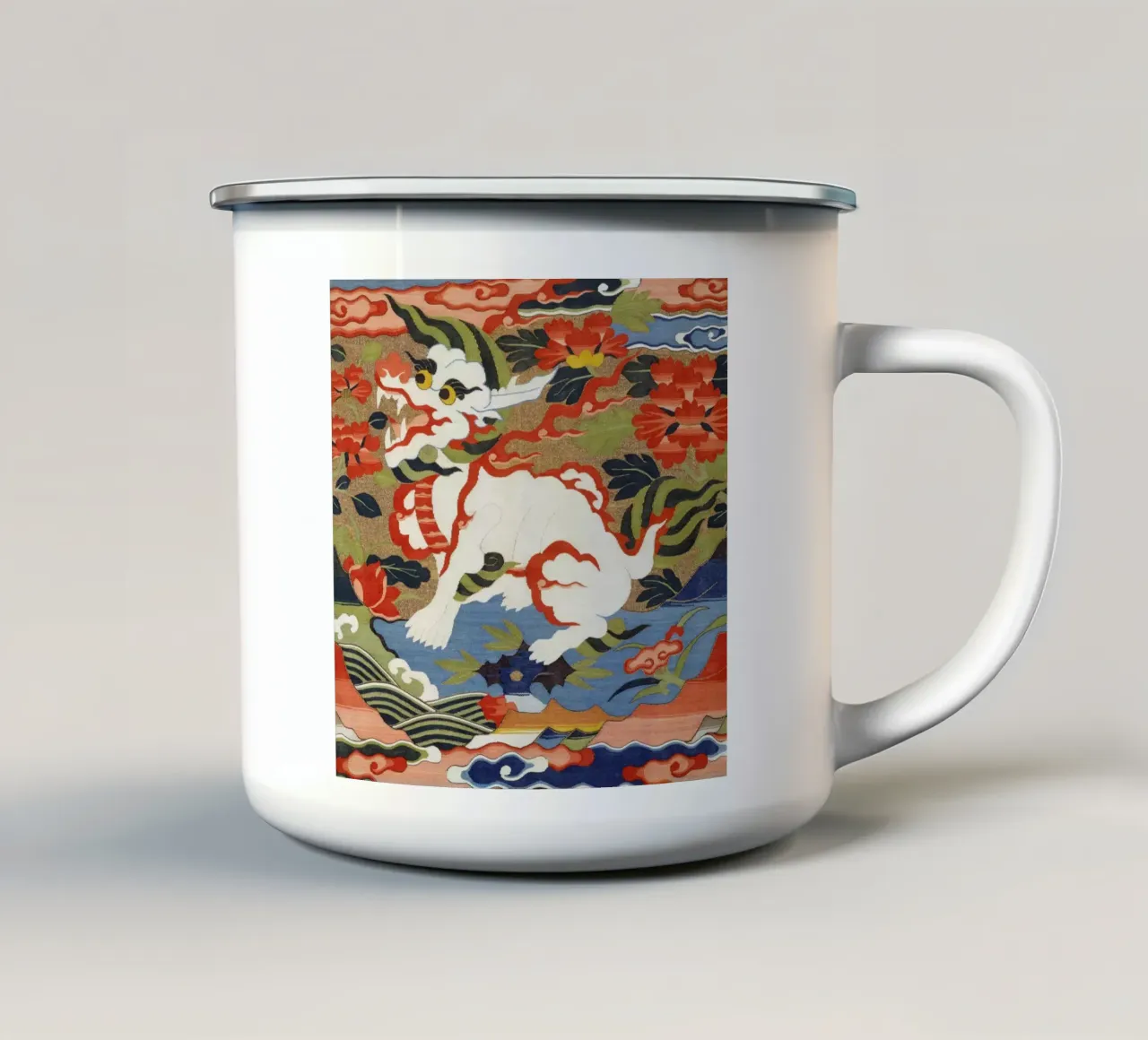Ming-dynastie rangbadge - Mythologisch dier Art Print emaille mok van ClubArt