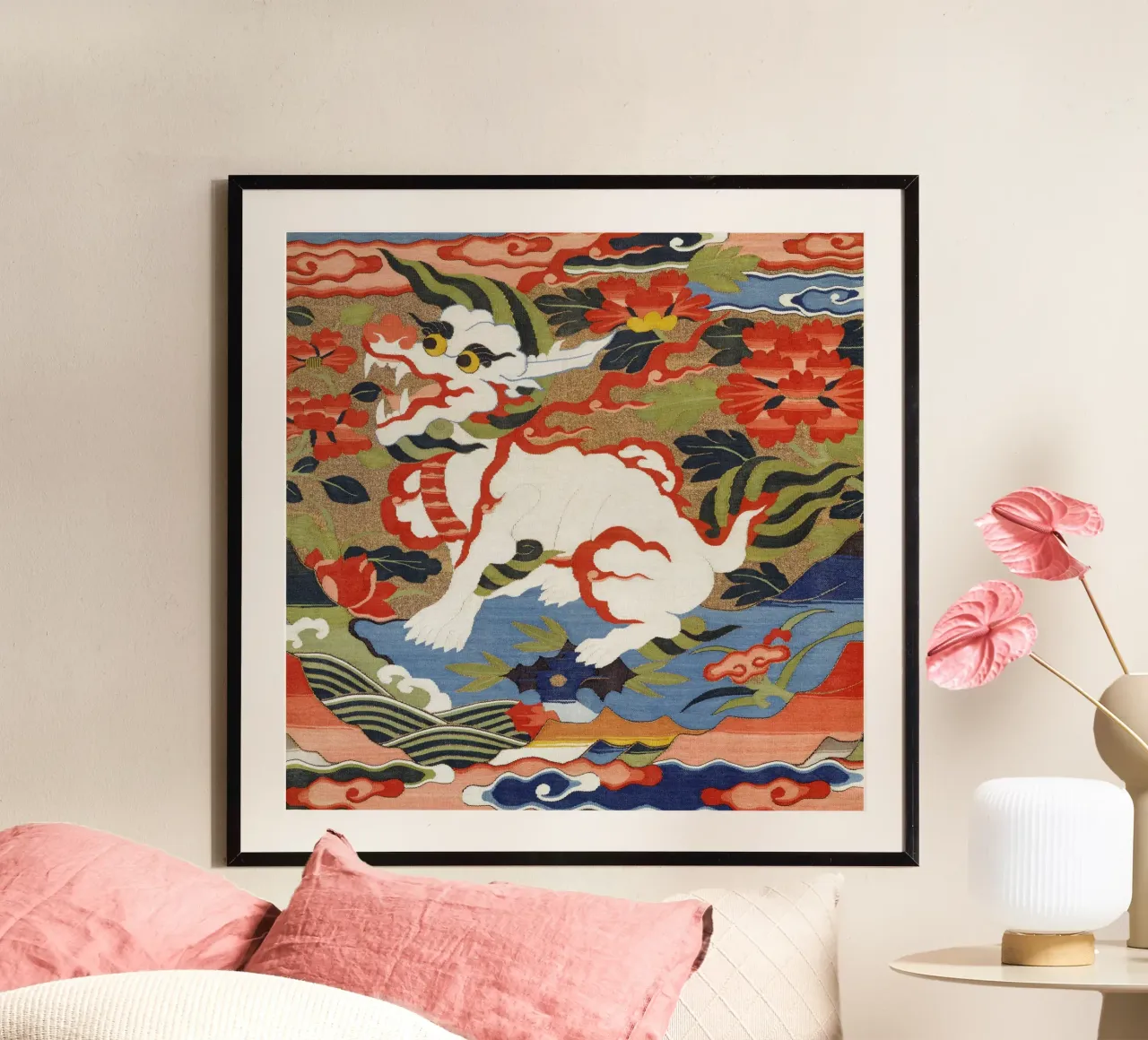 Ming-Dynastie Rangabzeichen - Mythologisches Tier Kunstdruck Poster mit Aluminium Rahmen von ClubArt
