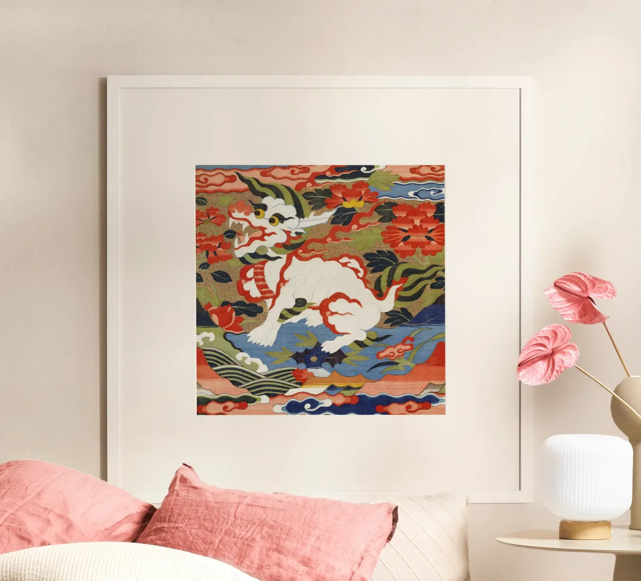 Ming-Dynastie Rangabzeichen - Mythologisches Tier Kunstdruck Poster mit Aluminium Rahmen von ClubArt