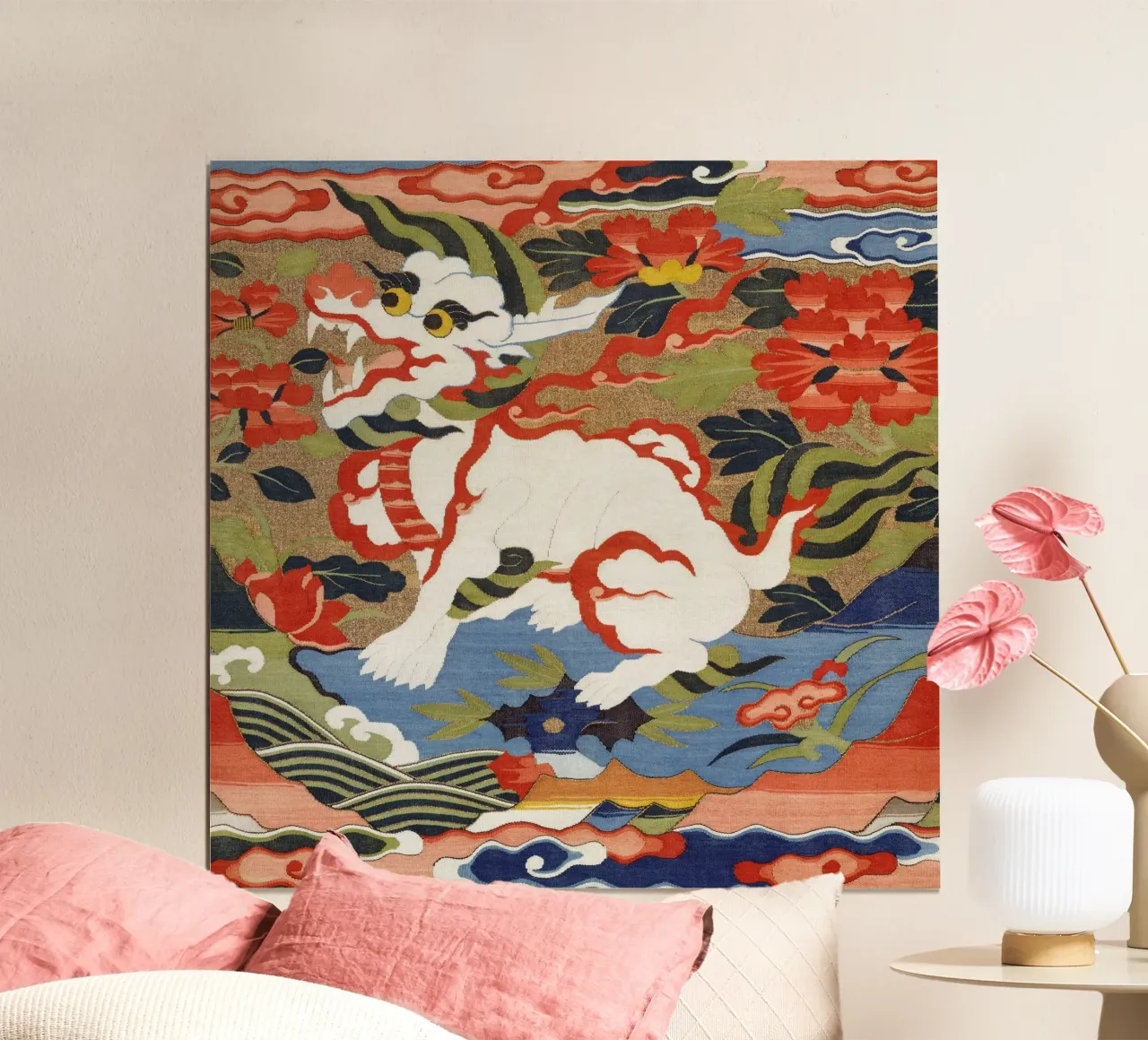 Ming-Dynastie Rangabzeichen - Mythologisches Tier Kunstdruck Poster mit Aluminium Rahmen von ClubArt