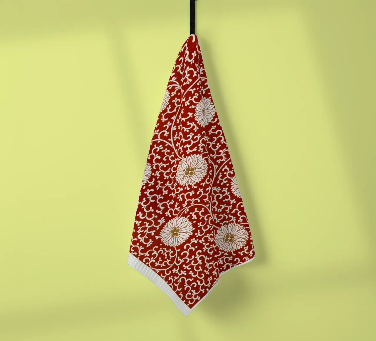 Motif floral rouge vintage - Motif chinois complexe torchon de ClubArt