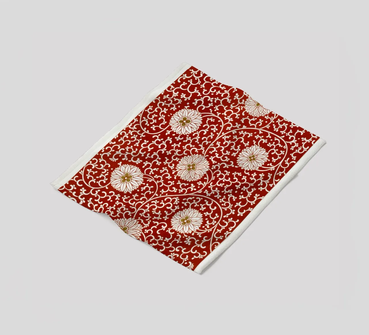 Vintage Red Floral Pattern - Intricate Chinese Design fleece blanket by ClubArt