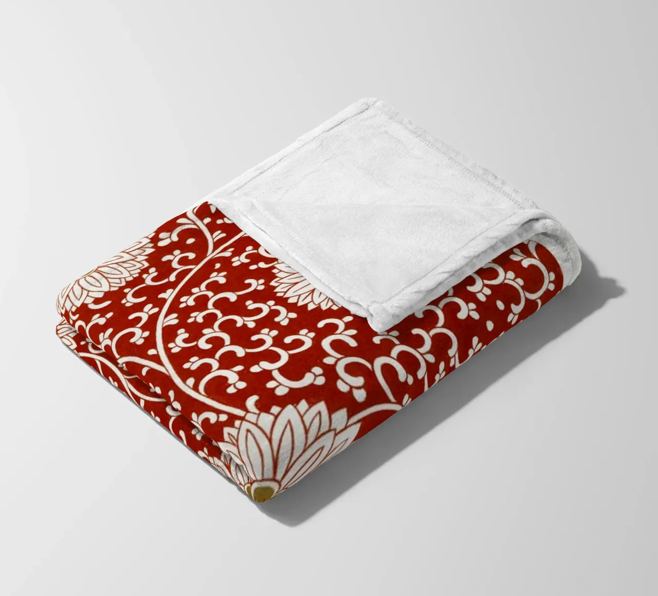 Vintage Red Floral Pattern - Intricate Chinese Design fleece blanket by ClubArt