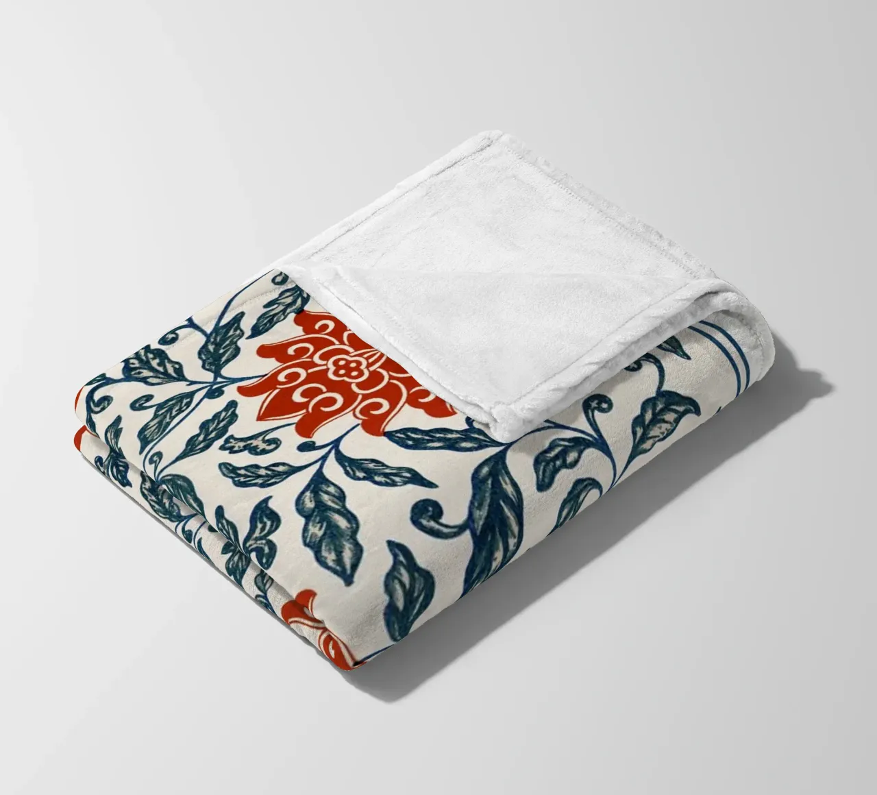 Owen Jones - Vibrant Chinese Floral Pattern Red & Blue fleece blanket by ClubArt