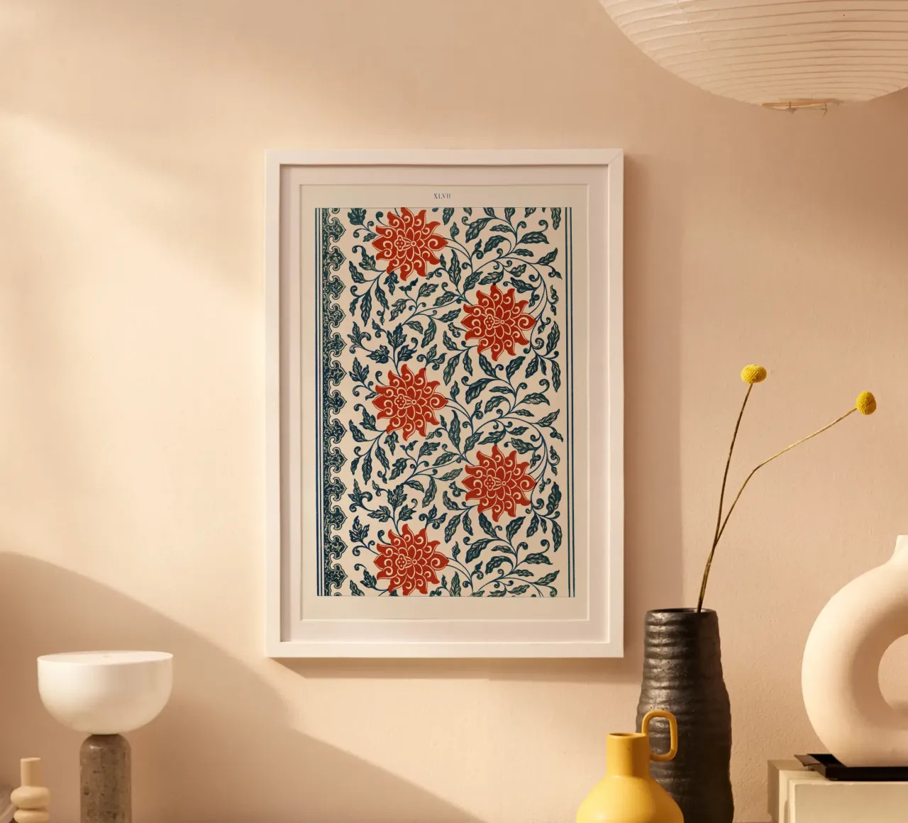 Owen Jones - Levendig Chinees Bloemenpatroon Rood & Blauw hahnemühle van ClubArt
