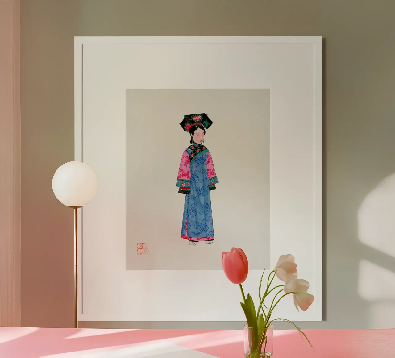 Costume vintage da donna ricca della dinastia Qing non ufficiale poster con telaio in plastica da ClubArt